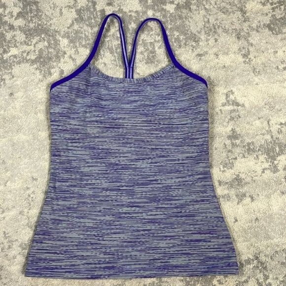 Lululemon Power Y Racerback Tank Top Purple Stripe Fitted Yoga Athletic Sz 6 - Picture 4 of 10